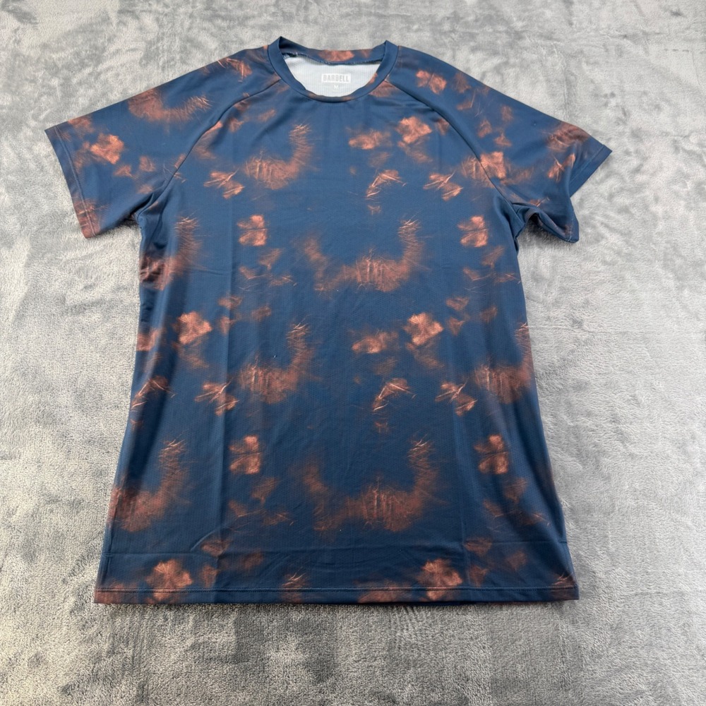 Barbell Apparel‎ Mens M Performance Training Shirt Blue Copper Tie Dye Mesh Tee